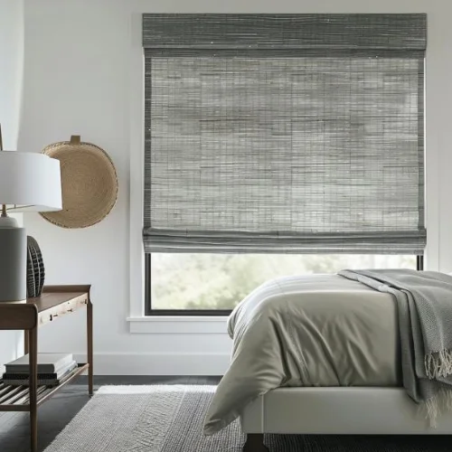 Elite Cordless Woven Wood Shades - Grey Tint